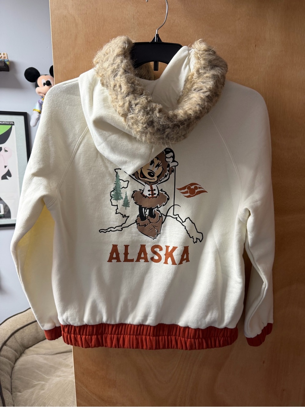Minnie Alaska DCL Cream Hoodie Sweater with Faux Fur Trim